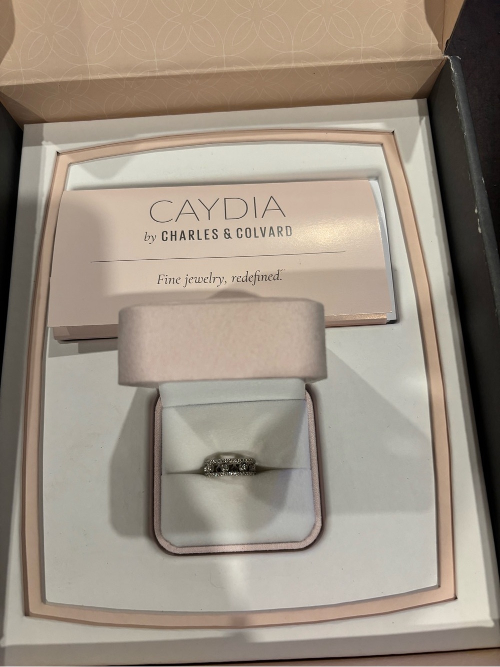 Charles and Colvard CAYDIA Lab created Diamond Ring in 14k White gold-size 8